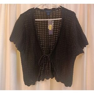 NWT Westbound Black‎ Crochet Front Tie Top Size XL